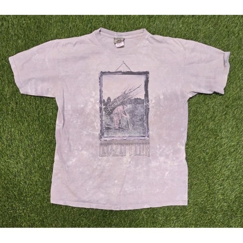 Vtg Led Zeppelin Liquid Blue Tie Dye‎ Shirt L IV Hermit 4 Symbols Grey Cloud XL